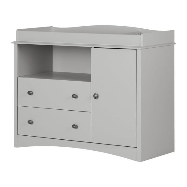South Shore Peekaboo Changing Table Dresser with 2 Drawers, Soft Gray