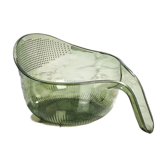 Aesthetic Multifunctional Rice Strainer with Handle, BPA-Free Colander | Food Grade, Fine Holes for Fast Draining, Space-Saving for Washing, Draining & Storing Food (Green)