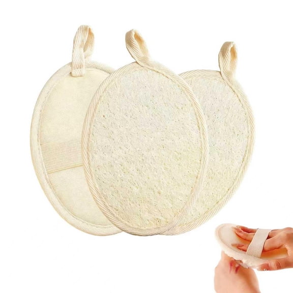 3PCS Premium Natural Loofah Sponge Exfoliating Body Scrubber, Shower Loofah for Men, Women and Kids, Shower Scrubber for Body and Face