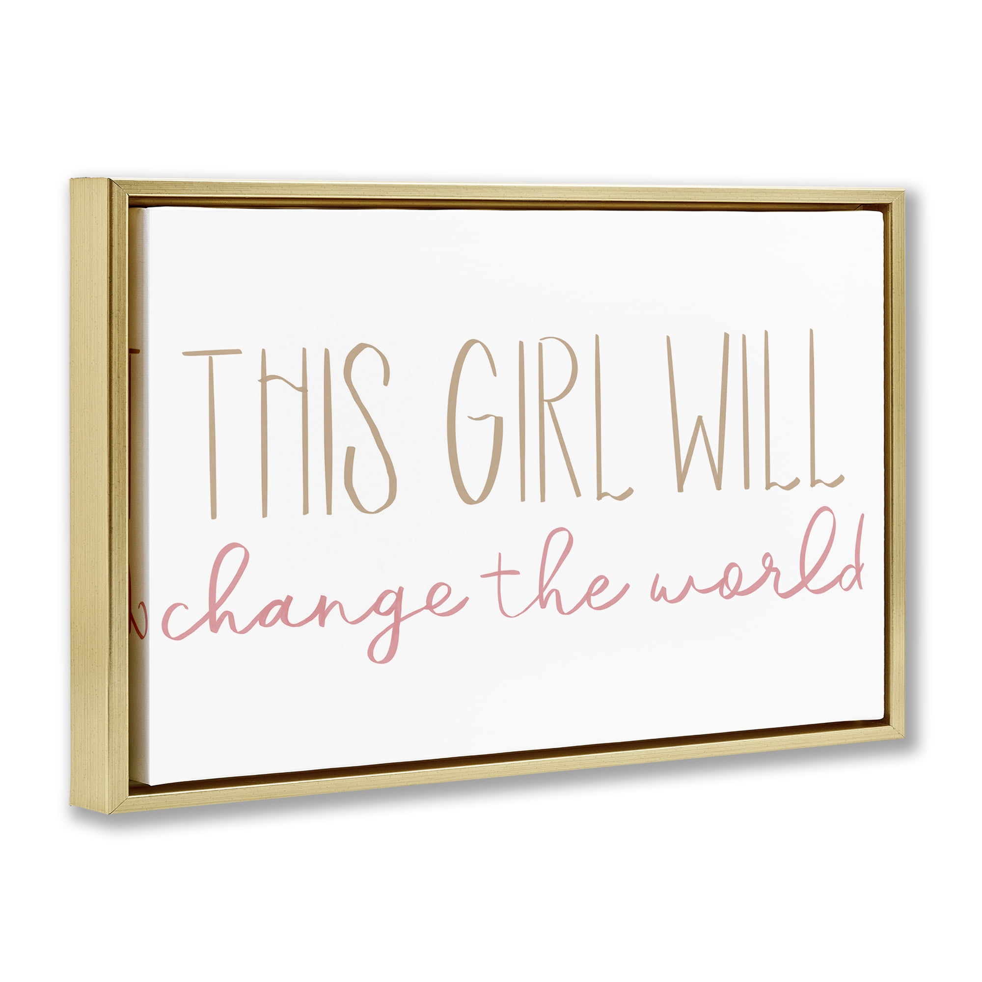 Stupell Industries Change The World Typography Painting Gold Floater Framed Art Print Wall Art, 25 x 17