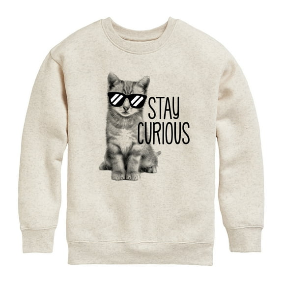 Instant Message - Stay Curious Cat - Toddler & Youth Crewneck Fleece Sweatshirt