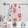 thumbnail image 5 of Autumn Pumpkins Pink Hand Towels for Bathroom, Halloween Jack-O'Lantern Kitchen Towel 2 PCS Ultra Soft and Highly Absorbent Decorative Fingertip Face Bath Towels for Spa & Hotel, 28.3"x 14.4", 5 of 5