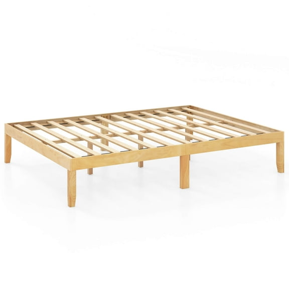 Infans Queen Size Wooden Platform Bed Frame 14" with Rubber Wood Legs Under-bed Storage