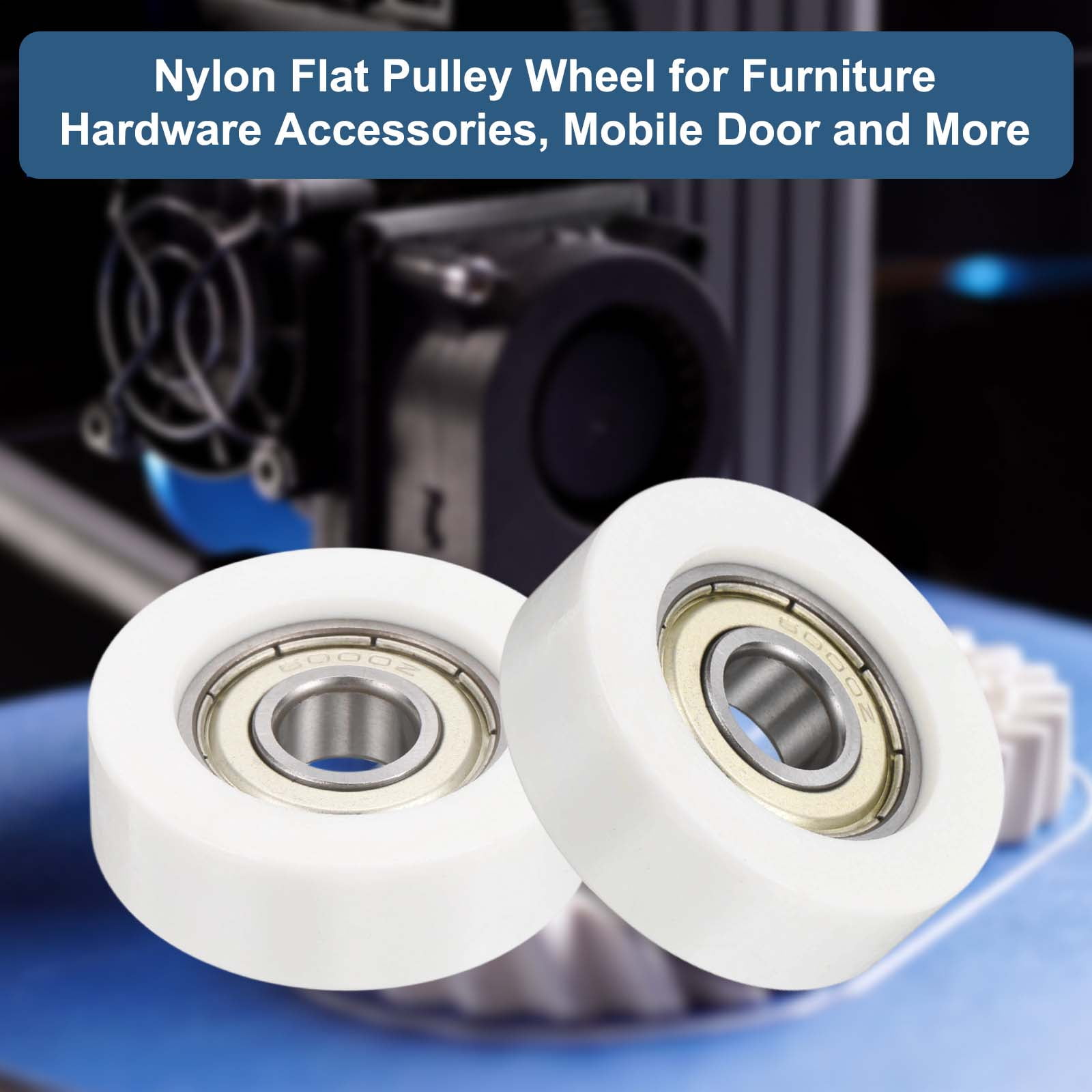 15 Pack 608ZZ Ball Bearing Guide 8x36x10mm Double Metal Shielded Nylon Roller Bearings, Flat Pulley Wheel for Furniture, Hardware Accessories, White