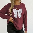 thumbnail image 4 of Karight Women's Casual Crew Neck Sweaters Pullover Embroidery Lace Butterfly Sweater Comfortable Long Sleeve Top, 4 of 6