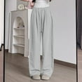 thumbnail image 4 of Hvot&aat Women's Casual Hanging Wide Leg Pants Thin Solid Color Drawstring Waist Pants Casual Beach Long Pants, 4 of 7