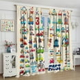 thumbnail image 4 of Kids Car Curtains for Bedroom,Cartoon Style Fun Graffiti Colorful Cars Print Blackout Rod Pocket Window Treatments Drapes for Bedroom Living Room Home Decor42x54in, 4 of 6