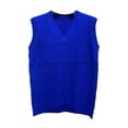 thumbnail image 2 of Fangasis Mens Sweaters Cable Knit Pullover Sleeveless Sweater Vest Men Casual Jumper Tops Cozy Party Royal Blue XL, 2 of 4
