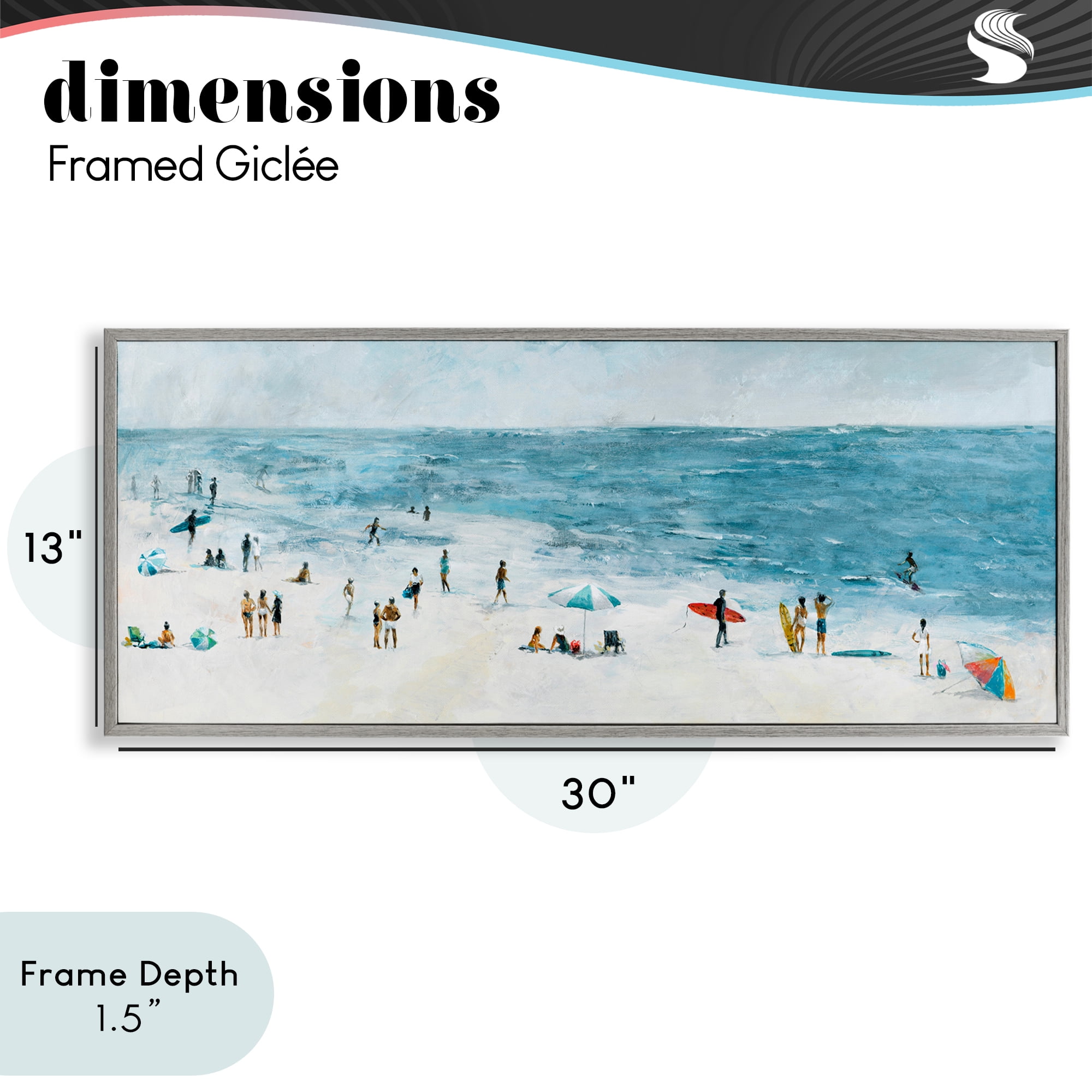 Stupell Industries Busy Beach Coastal Scene Gray Framed Giclee Art, design by Lorenzo Collective