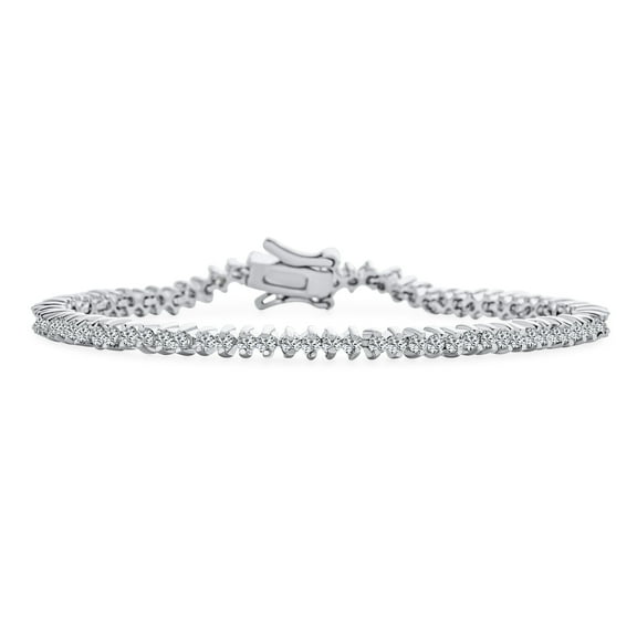 Bling Jewelry Womens Holiday Party Bridal Ultra Thin CZ Tennis Bracelet Silver Plated 7 Inch