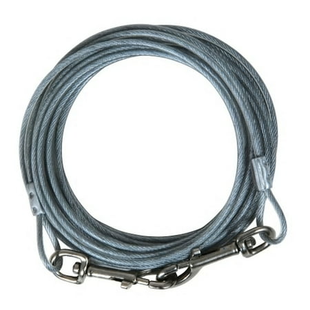 Aspen Pet Silver Vinyl Coated Cable Dog Tie Out Cable Large