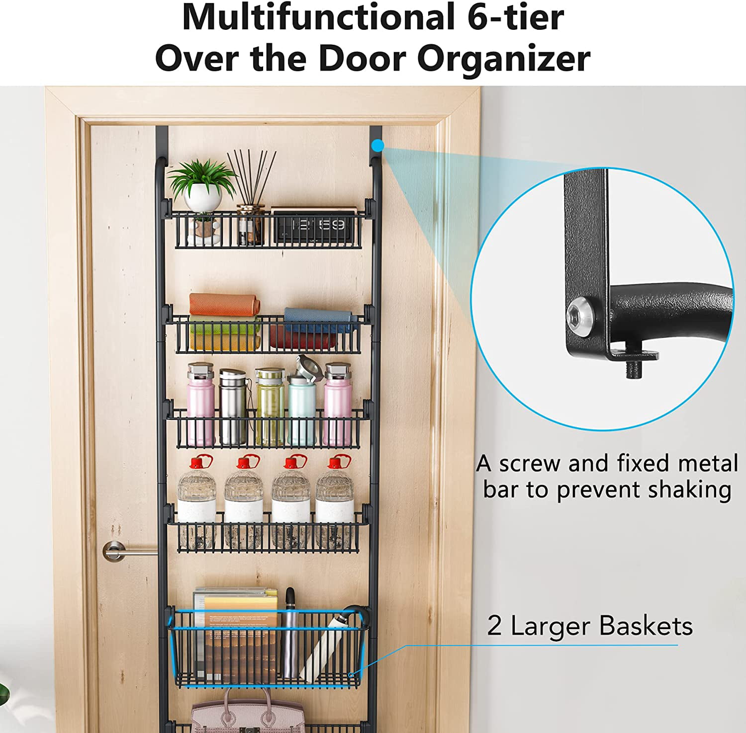 6 tier Storage Basket Organizer Over Door/pantry Heavy duty - Temu