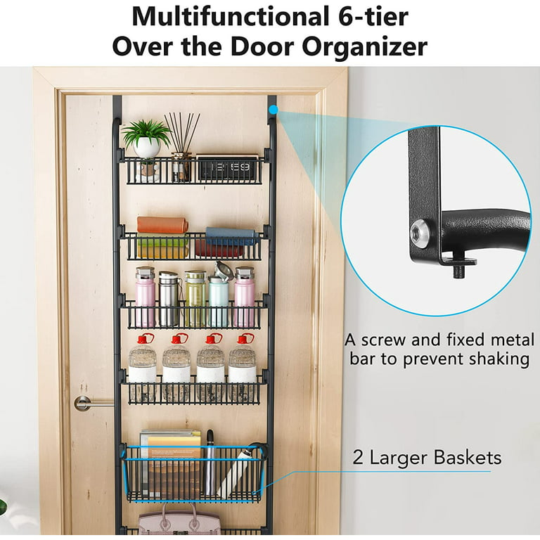 6-Tier Over The Door Hanging Storage Baskets Pantry Organizer Rack