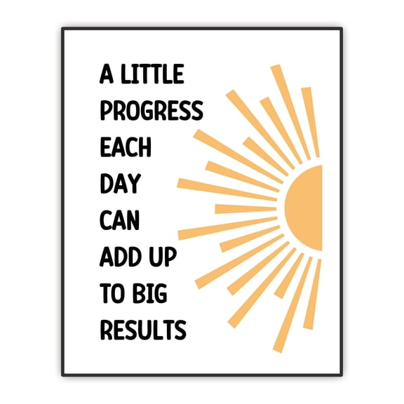 Motivational Wall Art, Little Progress Each Day Can Add Up To Big Results, Mental Health Poster, Progress Quote, Classroom Decor, Kids Room Decor, Unframed Art Print