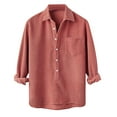 thumbnail image 4 of Fesfesfes Blouse Shirt for Men New Casual Corduroy Long Sleeve Lapel Shirt Casual Loose Comfortable Youth Sale Items, 4 of 5