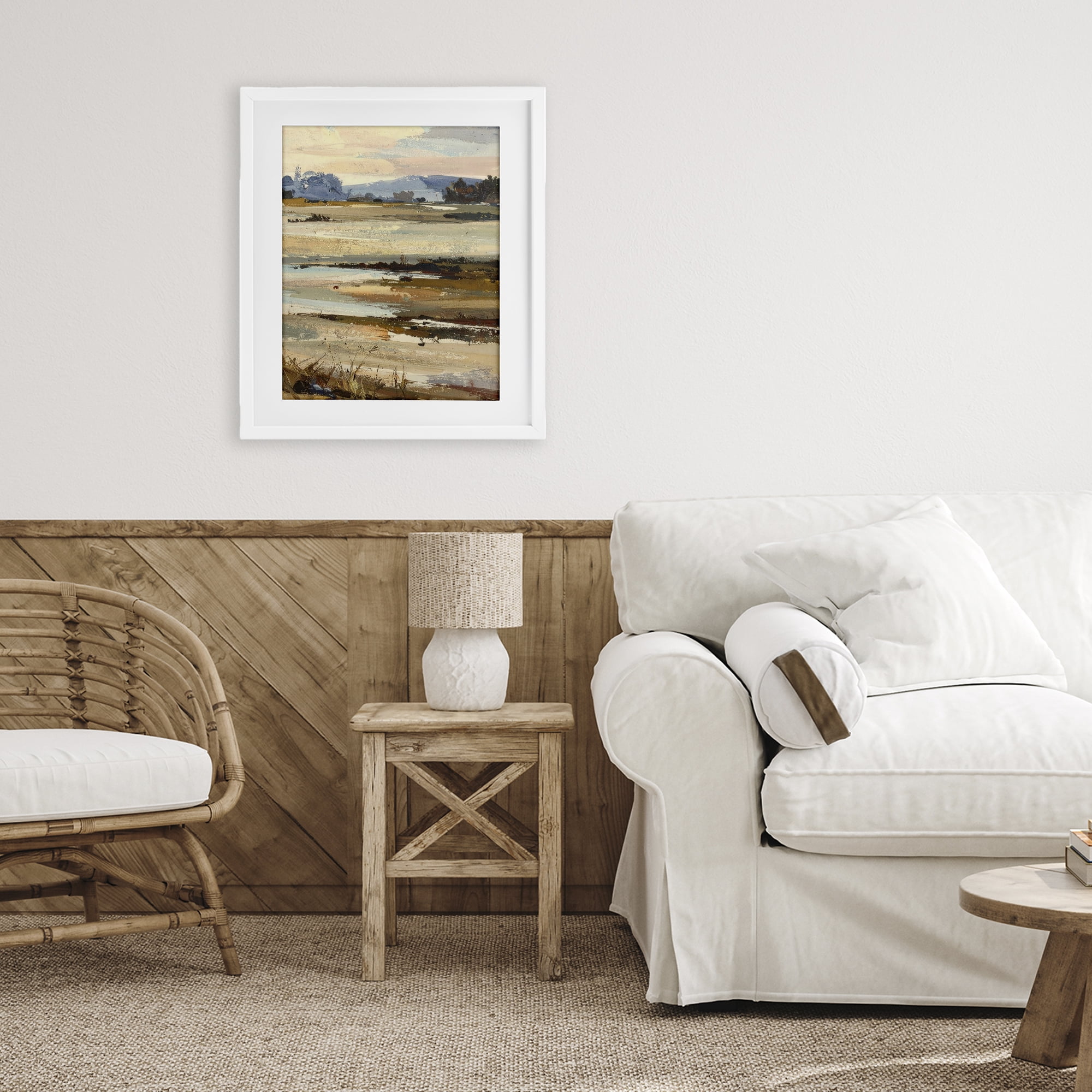 Stupell Industries Distant Horizon Portrayal White Framed Print Under Glass, design by Alonza Saunders