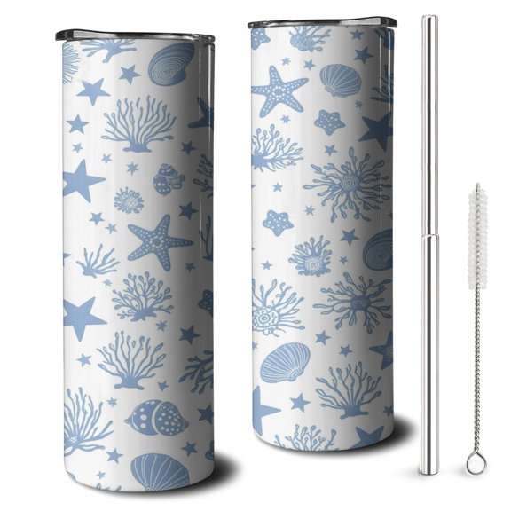 Starfish Travel Coffee Mug with Lid Straw Stainless Steel Cup 20oz Tumbler for Travel Commuting Driving