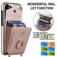 thumbnail image 2 of SaniMore Case for Samsung Galaxy S24 Plus 6.7" 2024, RFID Blocking Card Slots Wrist Strap Wear-resistant PU Leather Skin 360 Degree Rotating Ring Shockproof Anti-drop TPU Shell for Girls WomenRosegold, 2 of 8