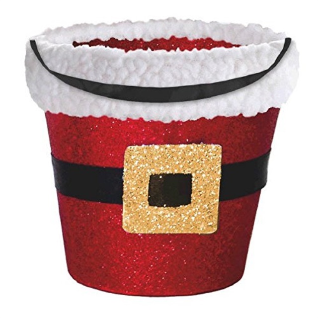 amscan red santa glitter cardboard bucket christmas supply Walmart