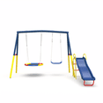 thumbnail image 5 of Mersco 3-in-1 Swing Set for Backyard with Slide , Heavy Duty 550lbs Metal Outdoor Swing Stand, Contain 1 Saucer 32" and 1 Belt Seat 26.2" ,Slide for Playground, Backyard Playset, 5 of 10