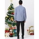 thumbnail image 5 of Camisa a cuadros para hombre, ajuste regular, con botones, manga larga, vestido, camisas a cuadros azul oscuro blanco L, 5 of 6