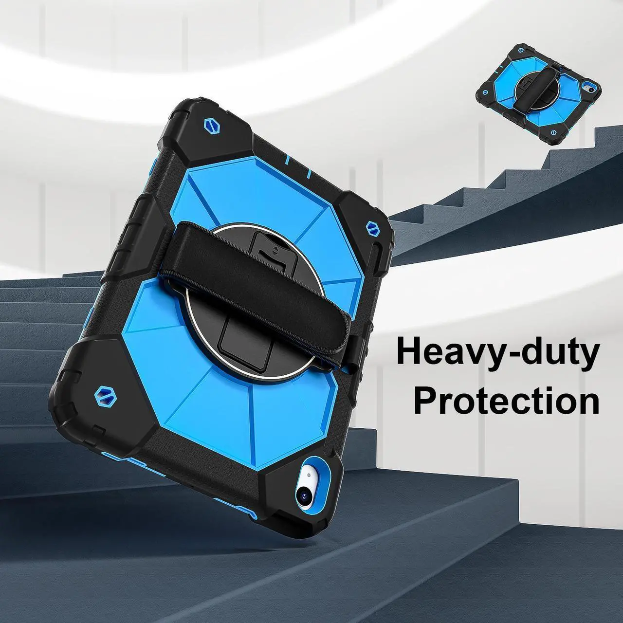 Case for iPad (A16) 11th Generation 11 Inch 2025, iPad 10th Generation 10.9 inch 2022 with Rotating Stand Pencil Holder Hand/Shoulder Strap, Shockproof Protective Cover