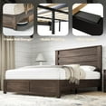 thumbnail image 2 of Papajet Full Size Bed Frame with Headboard, Farmhouse Platform and Natural Wood Grain, Gray, 2 of 8