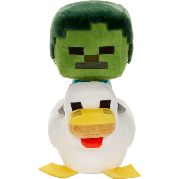 Mattel Minecraft Plush Zombie Chicken Jockey Toy, Collectible Stuffed Animal, 8-inch Soft Doll Inspired by Video Game Character​​