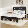 thumbnail image 6 of King Bed Frame with Storage, LED Headboard, USB Ports, & Dark Black Wood Platform - Bedroom Furniture, King Size, Noise-Free, Easy Assembly, 6 of 7