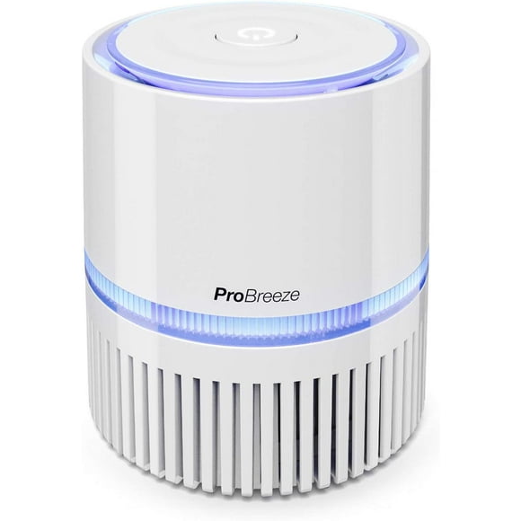 Pro Breeze Petit Purificateur d'Air HEPA - Purificateur d'Air avec Filtre HEPA Véritable, 99,7 % Fumée, Poussière, Pollen, avec Veilleuse et Générateur d'Ions Négatifs - Purificateurs d'Air de Bureau pour Chambre, Bureau à Domicile