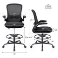 thumbnail image 7 of Lacoo Mid-back Drafting Office Chair Adjustable Height Desk Chair Ergonomic Design Office Chair With Flip-up Armrest And Foot Ring, Black, 7 of 7