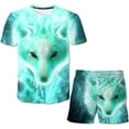 thumbnail image 1 of Verano niños Lobo camisetas pantalones cortos trajes niños niñas dibujos animados mangas cortas Tops + pantalones de cintura elástica 2 uds ropa Outfits12M Gao Jinjia LED, 1 of 2