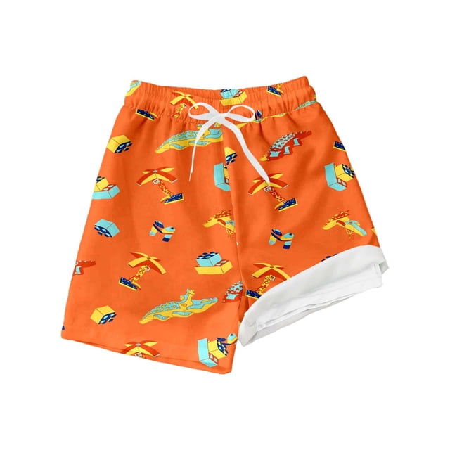 Huanglei Maillot de Bain Garçon avec Doublure de Compression, Tout-Petit, 8 Ans
