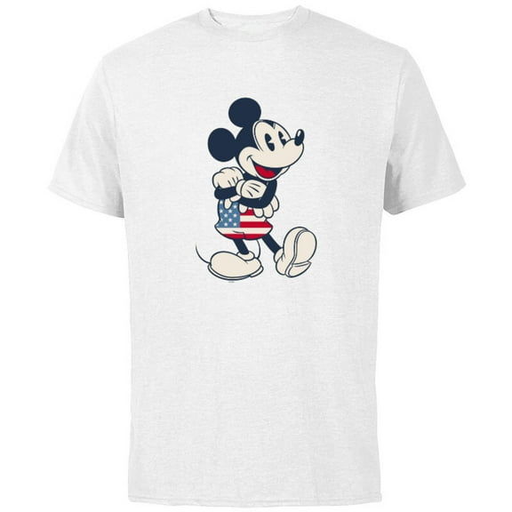 Disney Mickey Mouse Vintage Americana - Short Sleeve Cotton T-Shirt for Adults - Customized-White