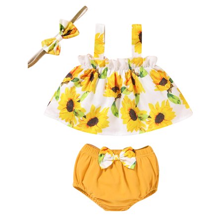 

Newborn Infant Baby Girls Summer Outfits Ruffles Vest Tops Shorts