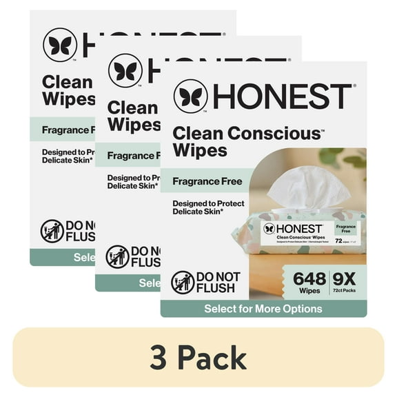 (3 pack) The Honest Company Plant Based Baby Wipes Fragrance Free 648 Count