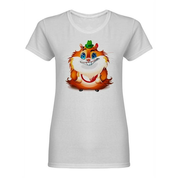 Happy Hamster With A Hat Shaped T-Shirt Women -Image by Shutterstock, Female Large