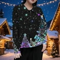 thumbnail image 2 of Fartey Christmas Sweaters for Women Dressy Casual Button Lapel Cardigan Ugly Funny Xmas Print Long Sleeve Cardigans Fall Winter Knitted Outerwear Purple L, 2 of 7