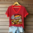 thumbnail image 1 of Women's Football Graphic T-Shirt, Women's V-Neck Short Sleeve Letter Print T-Shirt for Casual Summer for Soccer Tournament 2026 Red Size: 2XL, 1 of 5