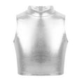 thumbnail image 3 of ZDHoor Girls Shiny Metallic Crop Tank Top with Pleated Skirt Jazz Hip Hop Dance Performance Costumes Silver-B 8, 3 of 5