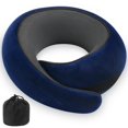 thumbnail image 1 of Almohada cervical de espuma viscoelástica para viajes, avión, coche, azul oscuro, 1 of 7