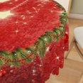 thumbnail image 6 of Duangreer Red Christmas 60''Round Tablecloth, Retro Star Wreath Print Washable Picnic Table Cover for Holiday Party Dining, Indoor and Outdoor, 6 of 6