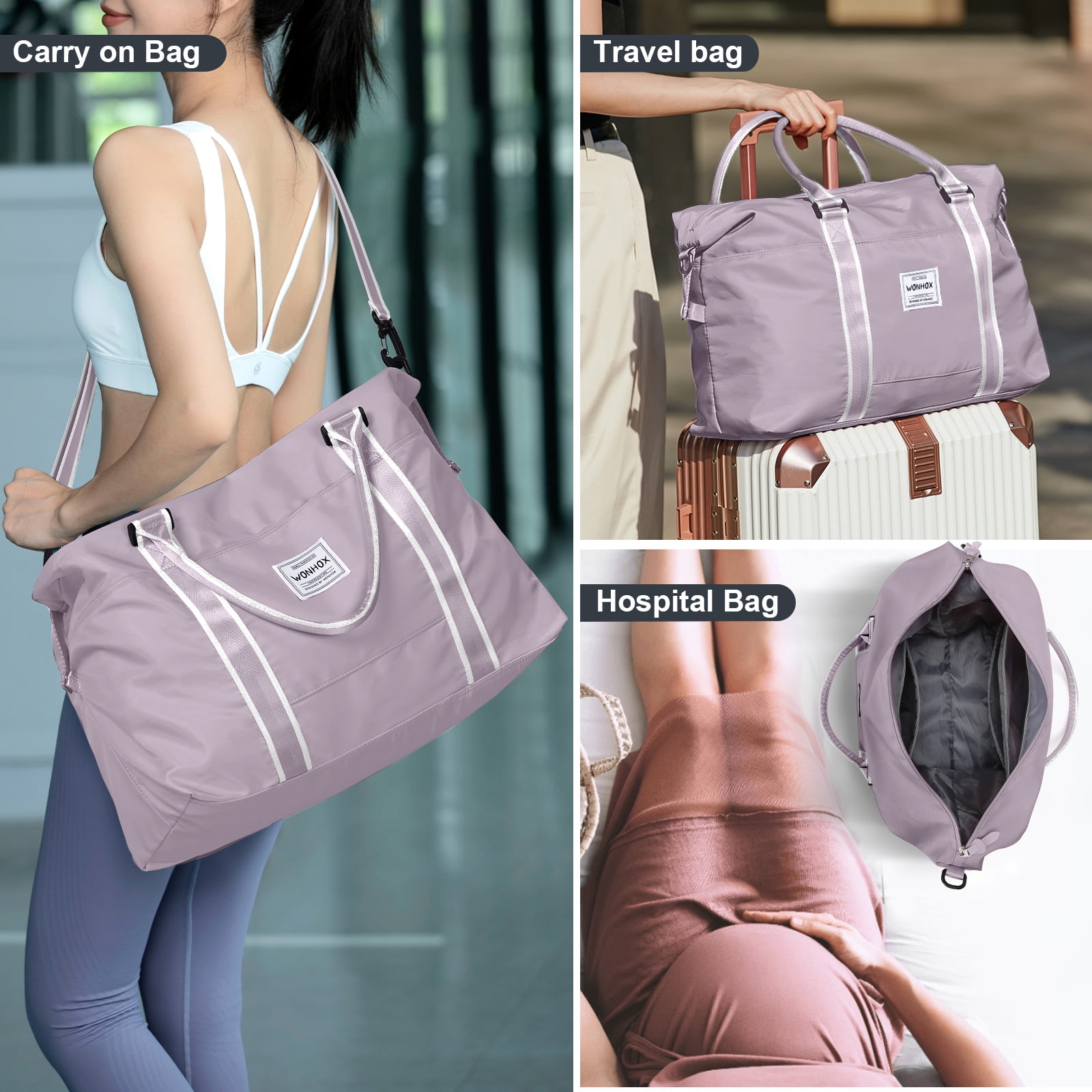 Weekender Bag for Women Travel - Overnight Bag Large Travel Bag Women -  Cute Gym, Hospital Weekend Bag Carry On Bag Tote Duffle Bag Canvas Vegan