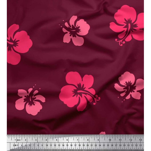 Soimoi Poly Georgette Fabric Artistic Flower Print Fabric by the Yard 42 Inch Wide