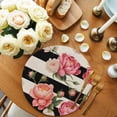 thumbnail image 3 of Round Placemats Set of 4 Pink Peony Rose Place Mats Washable Woven Placemat Floral Black Stripes Linen Circle Braided Table Mat for Kitchen Dining Table Party Home Decor 15 Inch, 3 of 8