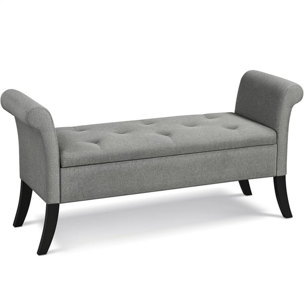 Easyfashion On Tufted Ottoman, Tufted Storage Bench With Arms