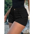 thumbnail image 3 of Womens Casual High Waist Button Front Street Style Cargo Shorts with Pockets for Summer Black S, 3 of 5