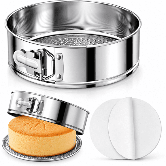 Xuet 9" 304 Stainless Steel Springform Pan with Removable Bottom & Liners