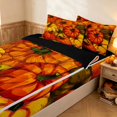 thumbnail image 2 of Erosebridal Hippie Vintage Pumpkin Zipper Full Size Comforter Sets with Fitted Sheet and 2 Pillowcases, Vintage Farmhouse Zipper Bedding Set for Boys Girls, Orange Olive Green, Black Reversible, 2 of 7