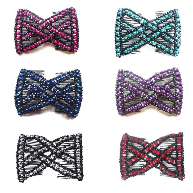 LOVEF Easy Combs 6 Piezas Peine para el Cabello con Cuentas Color Aleatorio Estiramiento Disponible